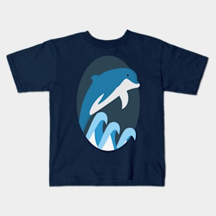 dolphin blue sea wave Kids T-Shirt